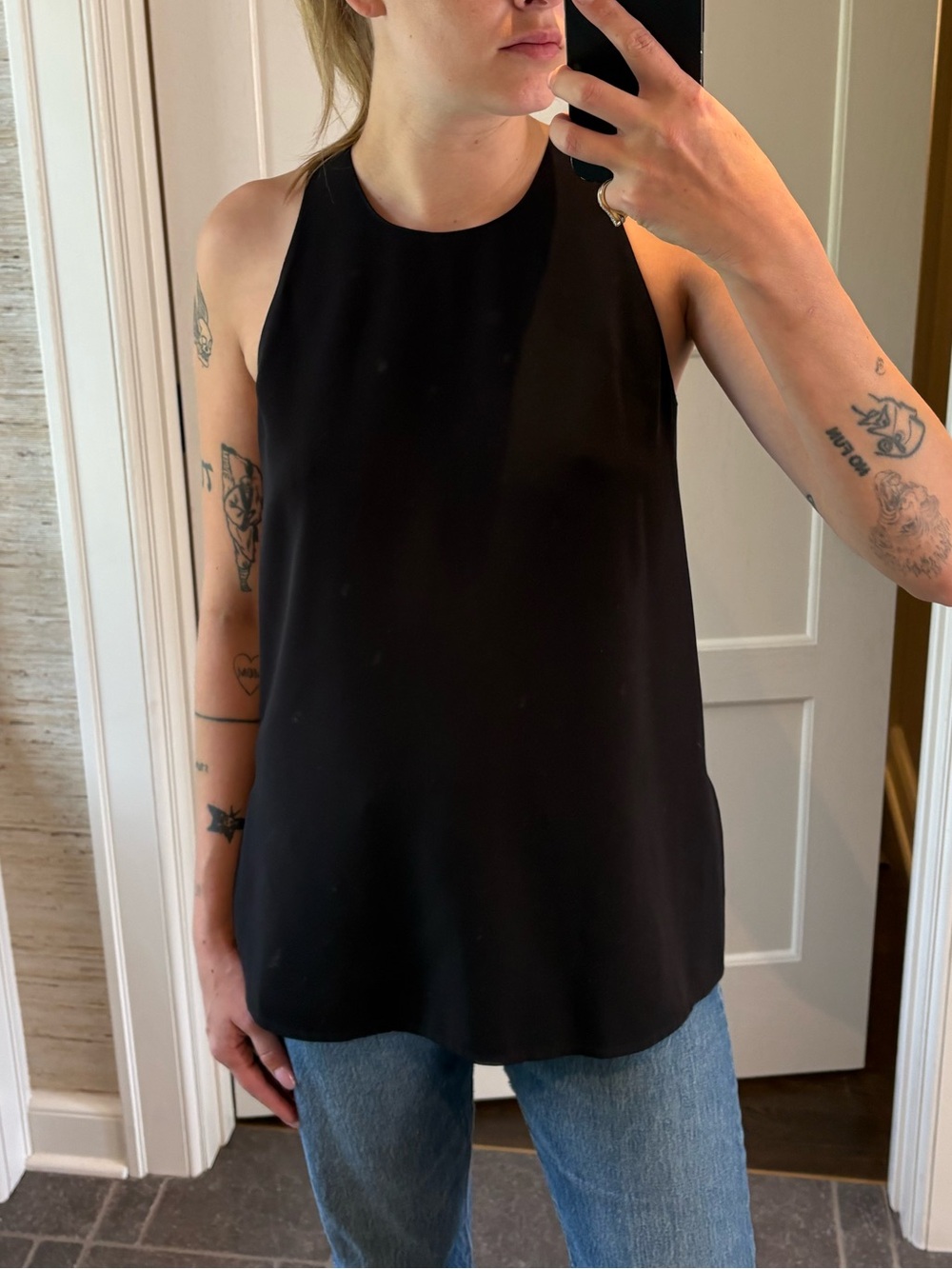 Vince Black High-Neck Sleeveless Tank